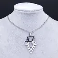 Collier gothique en acier inoxydable argenté avec pendentif géométrique lune et triangle - Argent / 40CM