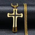 Luxe gouden roestvrijstalen kruis hanger ketting met zwarte details voor dames - 60CM / Goud