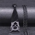 Collar con colgante de murciélago invertido en acero inoxidable negro de estilo gótico - Negro