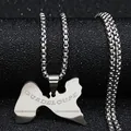 Collar con colgante del mapa de Guadalupe en acero inoxidable plateado con cadena de caja - 50cm / Plateado