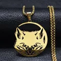 Minimalist golden hollow cat pendant necklace with box chain on black leather background - 60CM / Gold