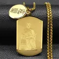 Gouden roestvrijstalen ketting met gravure van Generaal Lu Mi op de rechthoekige hanger - 60CM / Goud