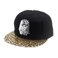 Casquette snapback hip hop avec broderie pharaon égyptien et visière imprimé léopard - Réglable / Noir (Bord Léopard)