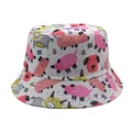 Weißer Anglerhut mit bunten Comic-Tierprints für den Outdoor-Sonnenschutz - M (56-58cm) / Schwein Und Hund Cartoon (Stil 1)