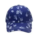 Gorra de béisbol azul marino con estampados de manos de calavera y texto BOO - Ajustable / Azul marino