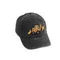 Casquette vintage en denim délavé pour enfants avec broderie de pelle jaune sur noir - Réglable (48-54cm) / Pelleteuse Noir