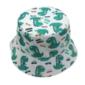 Cappello da pescatore bianco in cotone con stampa dinosauri e auto per protezione solare - Taglia M / Bianco