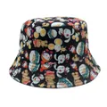Unisex Anglerhut in Schwarz mit bunten Cartoon-Tierprints für Freizeitaktivitäten - M (56-58cm) / Wintertier Muster (Stil 6)