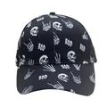 Casquette de baseball noire avec imprimés crâne et mains de squelette pour l'extérieur - Réglable / Noir