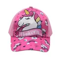 Pink unicorn kids baseball cap with rainbow cartoon print and adjustable curved brim - Adjustable (48-54cm) / Style 1 (Pink Unicorn with Rainbow)