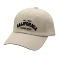 Detail of beige cotton baseball cap with black California 1850 embroidery and stitching - Off-white (California)