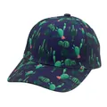 Detail van donkerblauwe baseballpet met groene cactus en roze bloemenprints op canvas - Donkerblauw (Cactus Print)