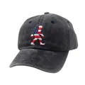 Washed dark grey baseball cap featuring American flag Sasquatch embroidery - Adjustable / Black