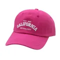 Rose red cotton baseball cap with white California embroidery and curved brim - Rose Red (California)