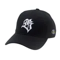 Cappellino da baseball nero in cotone con ricamo gotico bianco e visiera curva - Regolabile / Nero