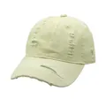 Dettaglio ravvicinato dell'effetto vintage strappato sul berretto da baseball beige - Regolabile / Beige Distressed (Stile 2)