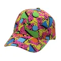 Detail view showing retro 90s Memphis pattern print on a six-panel baseball cap - Colorful Memphis Retro Print (Style 6)