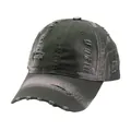 Berretto da baseball grigio scuro lavato vintage con fori strappati e dettagli street style - Regolabile / Grigio Scuro Distressed (Stile 3)
