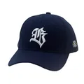 Dettaglio ricamo lettera B gotica e stemma su cappellino da baseball blu navy - Regolabile / Blu navy