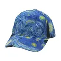 Detail of Starry Night oil painting print on a classic 6-panel baseball cap fabric - Van Gogh Starry Night Art Print (Style 8)