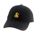 Black corduroy baseball cap with cool duck embroidery and adjustable six-panel design - Black Corduroy Duckling (Style 3)