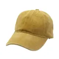 Classic mustard yellow washed cotton baseball cap with a vintage distressed six-panel style - Adjustable / Earthy Yellow