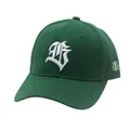 Dettaglio del ricamo B bianco su cappellino da baseball in twill di cotone verde scuro - Regolabile / Verde