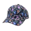 Detailed close-up of a tie-dye baseball cap with colorful horse and star patterns - Dark Tie-Dye Fantasy Horse Print (Style 9)