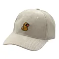 Light khaki corduroy baseball cap with cute embroidered duck wearing sunglasses - Light Khaki Corduroy Duck Style (Style 4)