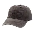Detail of dark grey washed cotton baseball cap showing six-panel stitch and fabric texture - Adjustable / Coffee