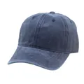 Detail of washed cotton fabric texture and stitching on dark blue baseball cap - Adjustable / Navy Blue
