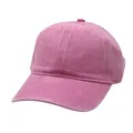 Detail view of pink washed cotton baseball cap showing six-panel crown and stitched brim - Adjustable / Pink