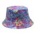 Detail of psychedelic bucket hat featuring colorful mushroom patterns and artistic eye designs - Psychedelic Mushroom with Eyes (Style 7)