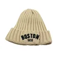 Gorro de punto beige Boston 1630 para niños hecho de tela acanalada gruesa y cálida - Ajustable / Blanco Roto