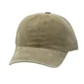 Detail of washed khaki cotton baseball cap with embroidered eyelets and vintage texture - Adjustable / Khaki