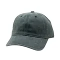 Close-up of the vintage washed dark grey cotton baseball cap with premium stitching detail - Adjustable / Gray