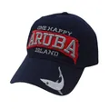 Berretto da baseball blu scuro con scritte Aruba e ricamo di squalo bianco sulla visiera - Regolabile / Blu navy