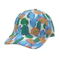 White baseball cap with colorful cactus and succulent print and curved brim - White Succulent Cactus Print (Style 16)