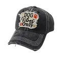 Distressed dark grey cotton baseball cap with embroidered DOG Vibes Only patch - Adjustable / Black