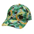 Light blue baseball cap with tropical banana and palm leaf print on twill canvas fabric - Light Blue Banana Coconut Print (Style 17)