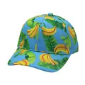 Sky blue baseball cap featuring tropical banana and green leaf print patterns - Sky Blue Banana Tropical Leaves Print (Style 20)