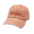 Cappellino da baseball arancione pesca lavato con ricamo New York ed effetto vintage - Regolabile / Pesca Arancione Lavaggio Acido