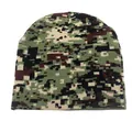 Winter digital camouflage knit beanie hat for outdoor warmth and skiing performance - Green Camo
