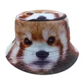 Detail of red panda print bucket hat showing fabric texture and reinforced stitching - Red Panda Animal Face Style (Style 41)