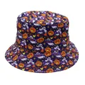 Dettaglio cappello pescatore viola Halloween con stampe di zucche, fantasmi e stelle - Taglia M (56-58cm) / Stampa Fantasma Viola Halloween