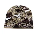 Camouflage knit beanie hat with pixelated digital pattern for outdoor winter warmth - Camouflage Coffee