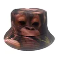 Detail view of high-definition orangutan face print on durable fabric bucket hat - Orangutan Face (Style 43)
