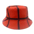 Close-up of orange basketball texture fabric with black grid lines on the bucket hat - Orange Basketball Texture Style (Style 44)