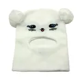 Passamontagna in maglia gatto bianco per bambini con pompon e paraorecchie caldi - Taglia unica / Bianco