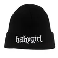Schwarze Strickmütze mit Babygirl-Stickerei für Winterwärme und Hip-Hop-Streetstyle - Einheitsgröße / Schwarz